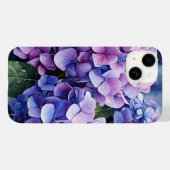 Coques Case-Mate iPhone Minuit Jardin Violet Hydrangea Aquarelle (Verso (horizontal))