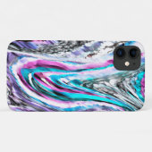 Coques Case-Mate iPhone Misto de gradiente e chuviscado, ciano e rose (Dos (Horizontal))