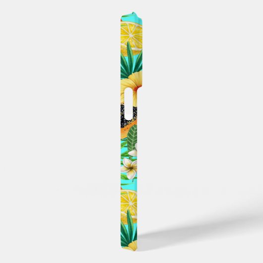 Coques Case-Mate iPhone Mix-fruit tropical, fleurs et feuilles en bleu (Verso / Droite)