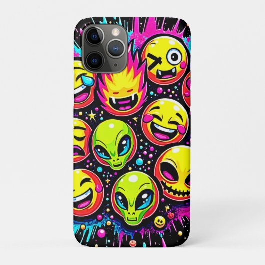 Coques Case-Mate iPhone Mix Neon Funky Emoji (Dos)