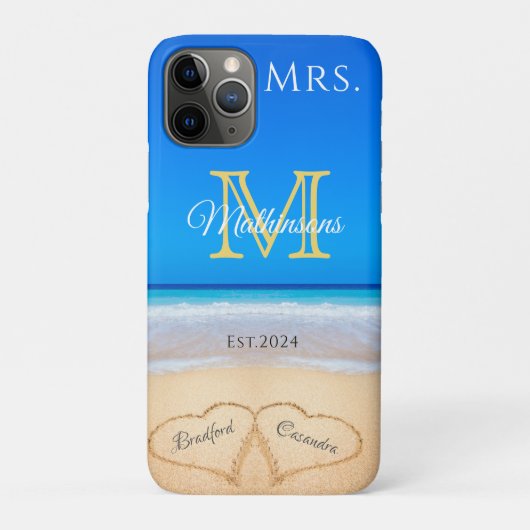 Coques Case-Mate iPhone Mme Beach Coeurs de mariage dans la famille de sab (Dos)