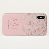 Coques Case-Mate iPhone Mme Bride Personnalisée Roses d'aquarelle rose (Dos (Horizontal))