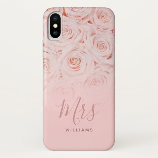 Coques Case-Mate iPhone Mme Bride Personnalisée Roses d'aquarelle rose (Dos)