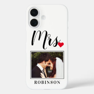 Coques iPhone 16 Mme Moderne Script Coeur Personnalisé Mariage Mono