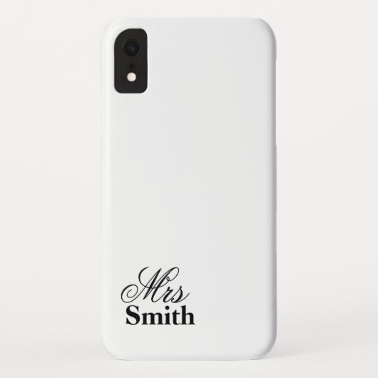 Coques Case-Mate iPhone Mme Nom Personnalisé Blanc Noir (Dos)