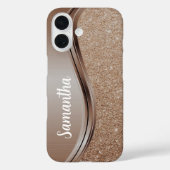 Coques Case-Mate iPhone Mocha Mousse Faux parties scintillant Monogramme (Verso)