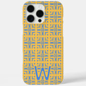 Coques Case-Mate iPhone Mod Coeurs Bleus Carrelé Monogramme de moutarde (Verso)