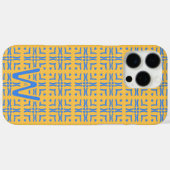 Coques Case-Mate iPhone Mod Coeurs Bleus Carrelé Monogramme de moutarde (Verso (horizontal))