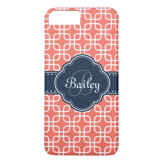 Coques Case-Mate iPhone Mod Coral Motif Marine Quatrefoil Monogramme (Dos)