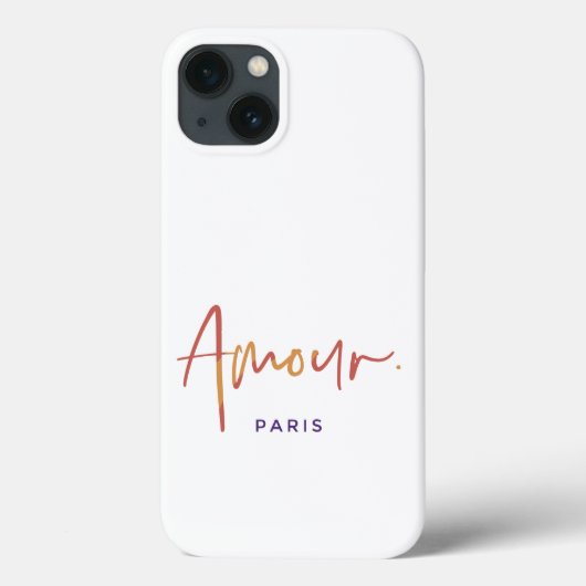 Coques Case-Mate iPhone Mode Amour Paris avec Texte Orange,Jaune Blanc (Verso)
