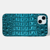 Coques Case-Mate iPhone mode girly bleu Alligator cuir (Verso (horizontal))