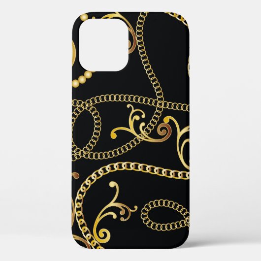 Coques Case-Mate iPhone Mode motif à chaîne dorée, Illustrati (Verso)