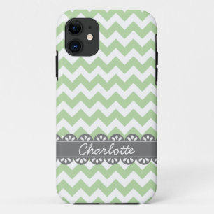 Etui iPhone Case-Mate Mode Sage Chevron et gris dentelle