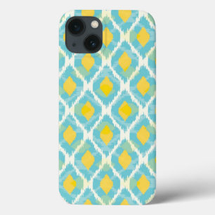 Etui iPhone 13 Mode tribal moderne ikat blue-jaunat
