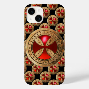 Coque Pour iPhone 14 MODÈLE ANTIQUE CROIX Rouge Ruby Gem