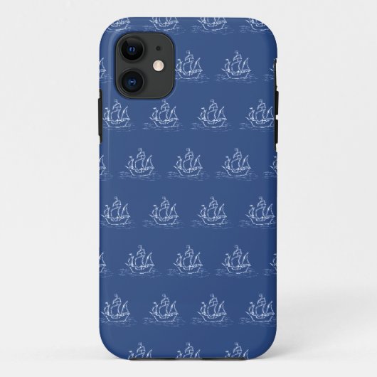 Coques Case-Mate iPhone Modèle bleu-foncé de bateau de pirate (Dos)