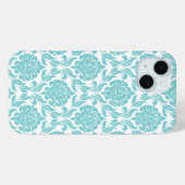 Coques Case-Mate iPhone Modèle Chic Aqua Damask (Verso (horizontal))