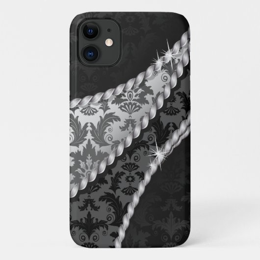 Coques Case-Mate iPhone Modèle Damas, Damas gris, Damas français (Dos)