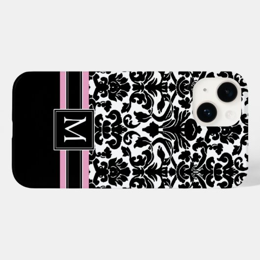 Coques Case-Mate iPhone Modèle Damask avec Monogramme (Verso (horizontal))
