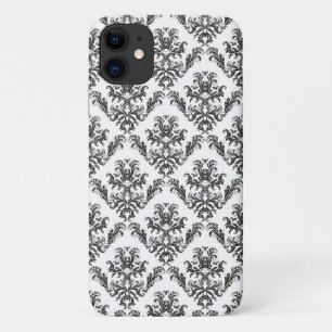 Coque iPhone 11 Modèle Damask, Damask français, noir et blanc