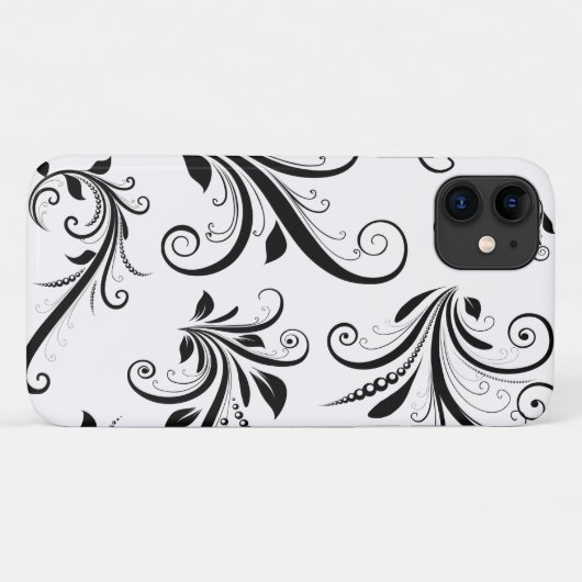 Coques Case-Mate iPhone Modèle Damask, Damask français, noir et blanc (Dos (Horizontal))