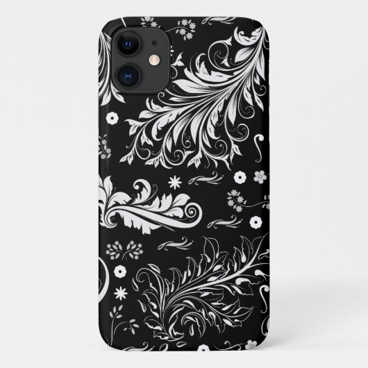 Coques Case-Mate iPhone Modèle Damask, Damask français, noir et blanc (Dos)