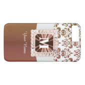 Coques Case-Mate iPhone Modèle damassé Brown et blanc personnalisé (Dos (Horizontal))