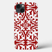 Coques Case-Mate iPhone Modèle damassé Ikat - Rouge foncé et blanc (Verso)