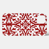 Coques Case-Mate iPhone Modèle damassé Ikat - Rouge foncé et blanc (Verso (horizontal))