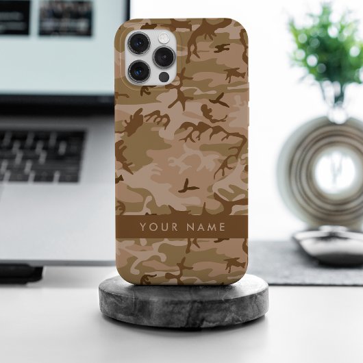 Coques Case-Mate iPhone Modèle de camouflage du désert, Votre nom, Personn