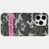 Coques Case-Mate iPhone Modèle de camouflage gris, Votre nom, Personnalise (Verso (horizontal))