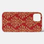 Coques Case-Mate iPhone Modèle de Damas rouge or métallique (Verso (horizontal))