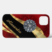 Coques Case-Mate iPhone Modèle de damas rouge très élégant (Verso (horizontal))