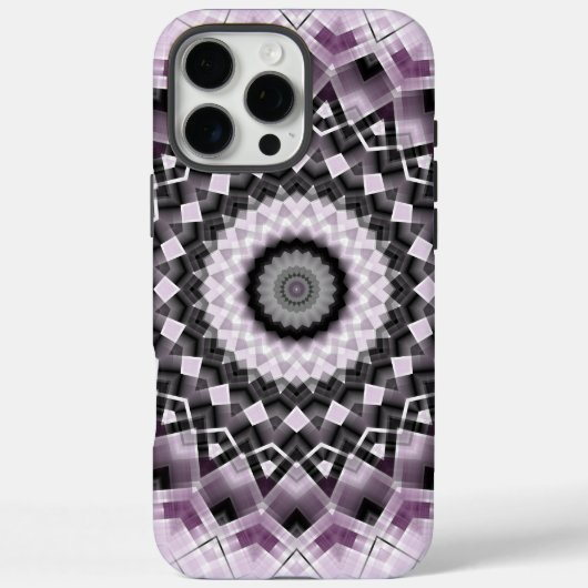 Coques Case-Mate iPhone Modèle de mandala géométrique violet et noir (Verso)