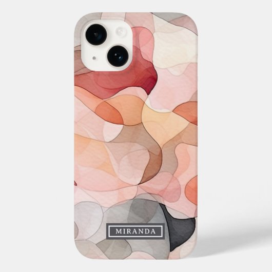 Coques Case-Mate iPhone Modèle de nom d'art à l'aquarelle rose gris abstra (Verso)