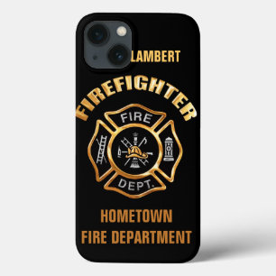 Etui iPhone 13 Modèle de nom Gold du service d'incendie
