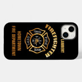 Coques Case-Mate iPhone Modèle de nom Gold du service d'incendie (Verso (horizontal))