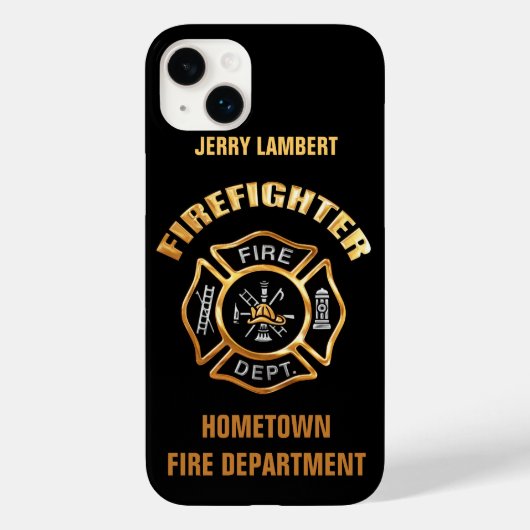 Coques Case-Mate iPhone Modèle de nom Gold du service d'incendie (Verso)