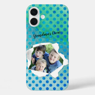 Coques iPhone 16 Plus Modèle de photo à pois avec trou dans le papier pe