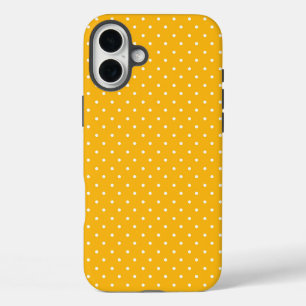 Coques iPhone 16 Plus Modèle de points jaunes moutarde blancs  Case-Mat