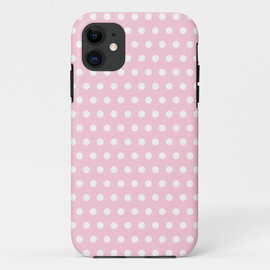 Coques Case-Mate iPhone Modèle de pois rose et blanc (Dos)