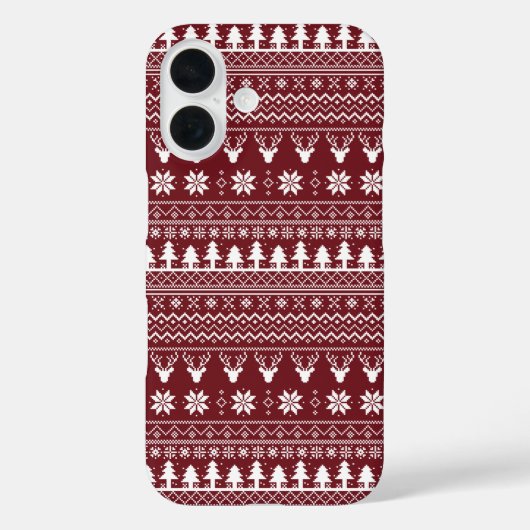 Coques Case-Mate iPhone Modèle de pull de Noël classique rouge pour renne (Verso)