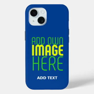 COQUE POUR iPhone 15 MODÈLE DE TEXTE D'IMAGE BLEU MODERNE MODIFIABLE