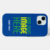 COQUES Case-Mate iPhone MODÈLE DE TEXTE D'IMAGE BLEU MODERNE MODIFIABLE (Verso (horizontal))