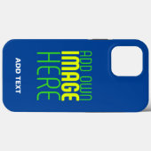COQUES Case-Mate iPhone MODÈLE DE TEXTE D'IMAGE BLEU MODERNE MODIFIABLE (Verso (horizontal))