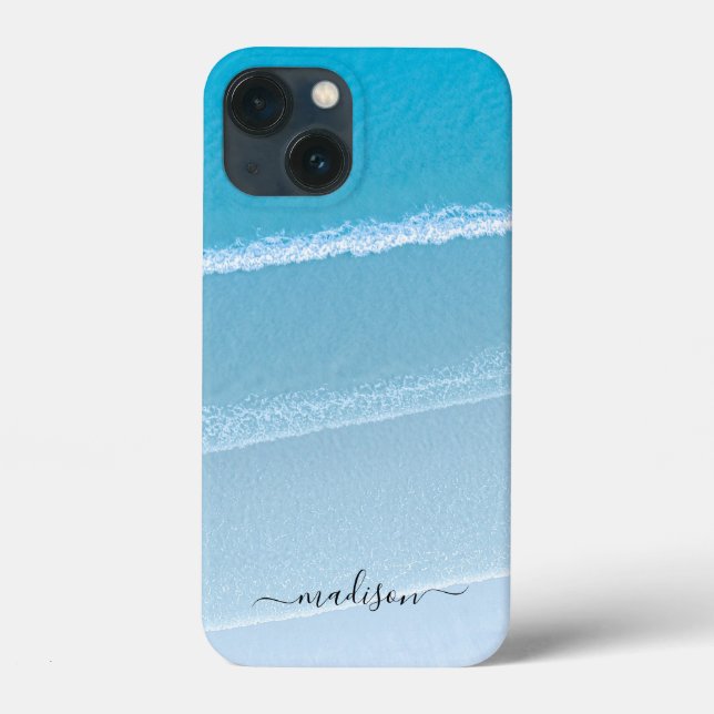 Coques Case-Mate iPhone Modèle de vagues de mer de sable avec nom personna (Verso)