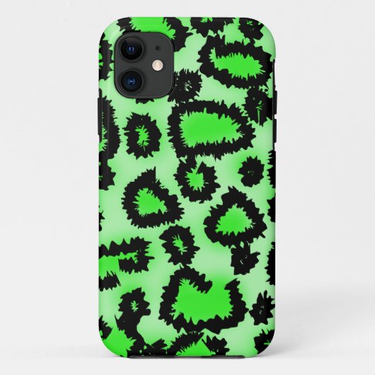 Coques Case-Mate iPhone Modèle d'empreinte de léopard de noir et de vert (Dos)