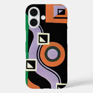 Coques iPhone 16 Modèle d'illustration Art Déco vintage Jazz Pochoi