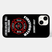 Coques Case-Mate iPhone Modèle du nom du pompier (Verso (horizontal))