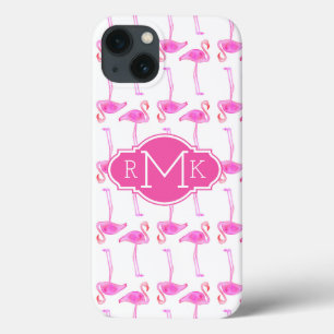 Coques Pour iPhone Modèle flamant rose   Monogramme